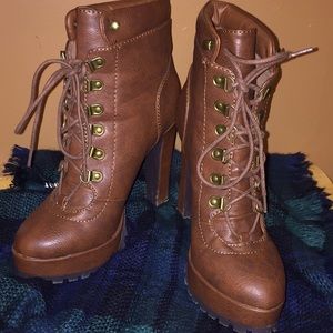 Brown heeled boots